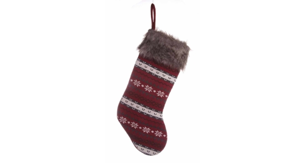 Vianočná ponožka - červená/šedá