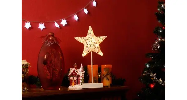 Vianočná stojacia hviezda 10 LED - zlatá