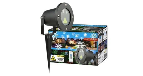 Vianočný laserový projektor - zelená, červená, s časovačom, 20 x 20 m