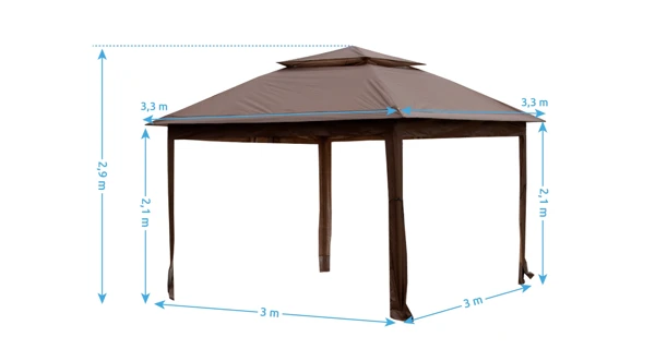 Záhradný altánok Marimex Vista 3x3 m - hnedý