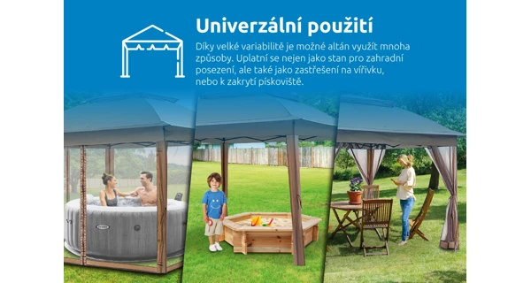 Záhradný altánok Marimex Vista 3x3 m - hnedý