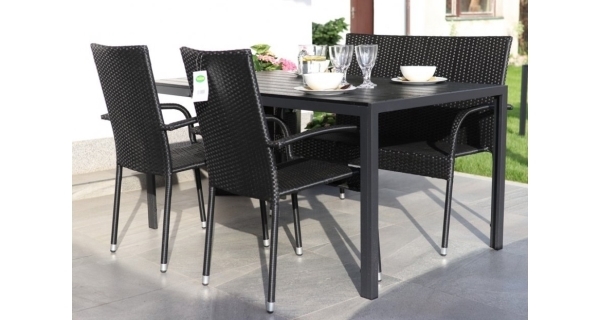 Záhradný set - ratan (1x stôl Viking L + 2x stolička + 1x lavica Paris)