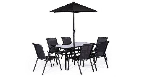Záhradný set so slnečníkom Ramada (1x stôl + 6x stolička)