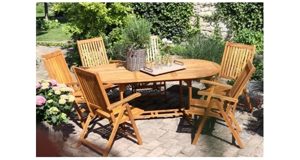 Záhradný set Viet - akácie (1x stôl + 6x stolička)