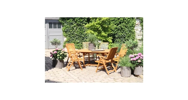 Záhradný set Viet - akácie (1x stôl + 6x stolička)