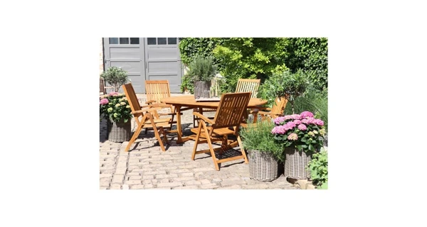 Záhradný set Viet - akácie (1x stôl + 6x stolička)