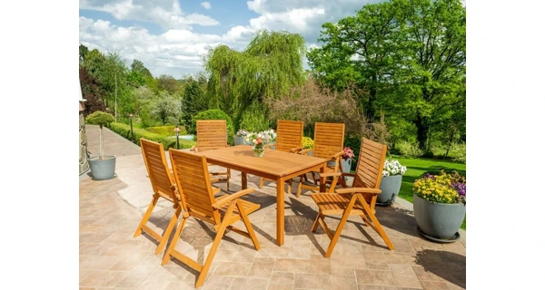 Záhradný stôl Orlando 150 x 82 cm + 4x polohovacie kreslo Orlando