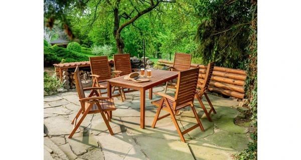Záhradný stôl Orlando 150 x 82 cm + 6x polohovacie kreslo Orlando