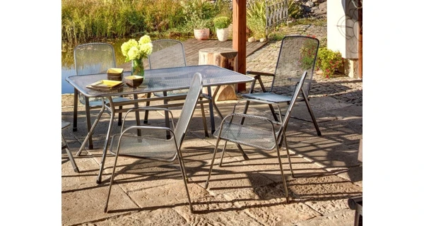 Záhradný stôl Tavio 160 cm + 4x pevné kreslo Savoy Basic