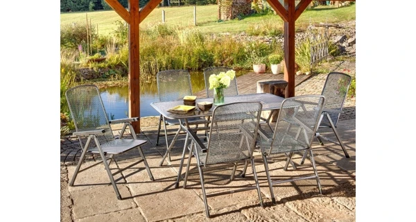 Záhradný stôl Tavio 160 cm + 4x pevné kreslo Savoy Basic