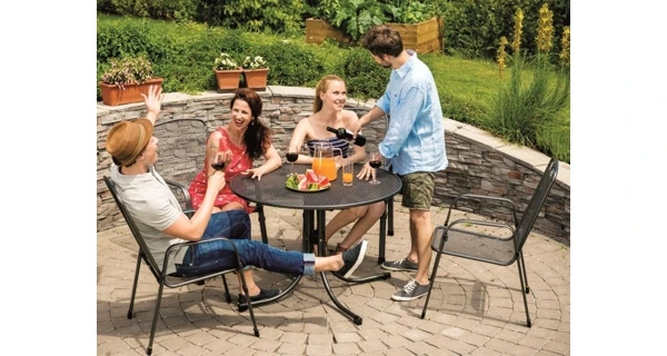 Záhradný stôl Tavio 160 cm + 6x pevné kreslo Savoy Basic