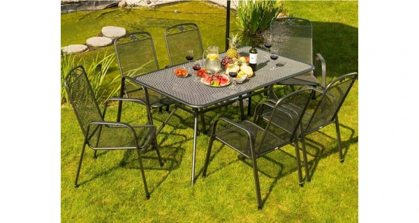 Záhradný stôl Tavio 160 cm + 6x pevné kreslo Savoy Basic